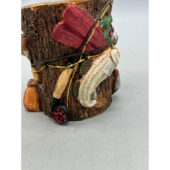 Fishing-Themed Gone Fishin Decorative Pen Holder reel life Russ Berrie 4" READ - Picture 5 of 10